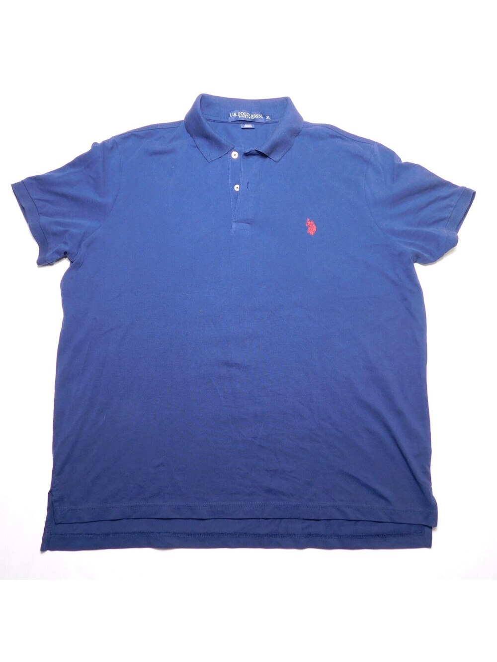 U.S. Polo Assn Men's XL Polo Shirt Blue Short Sleeve Red Pony Logo Cotton Pique